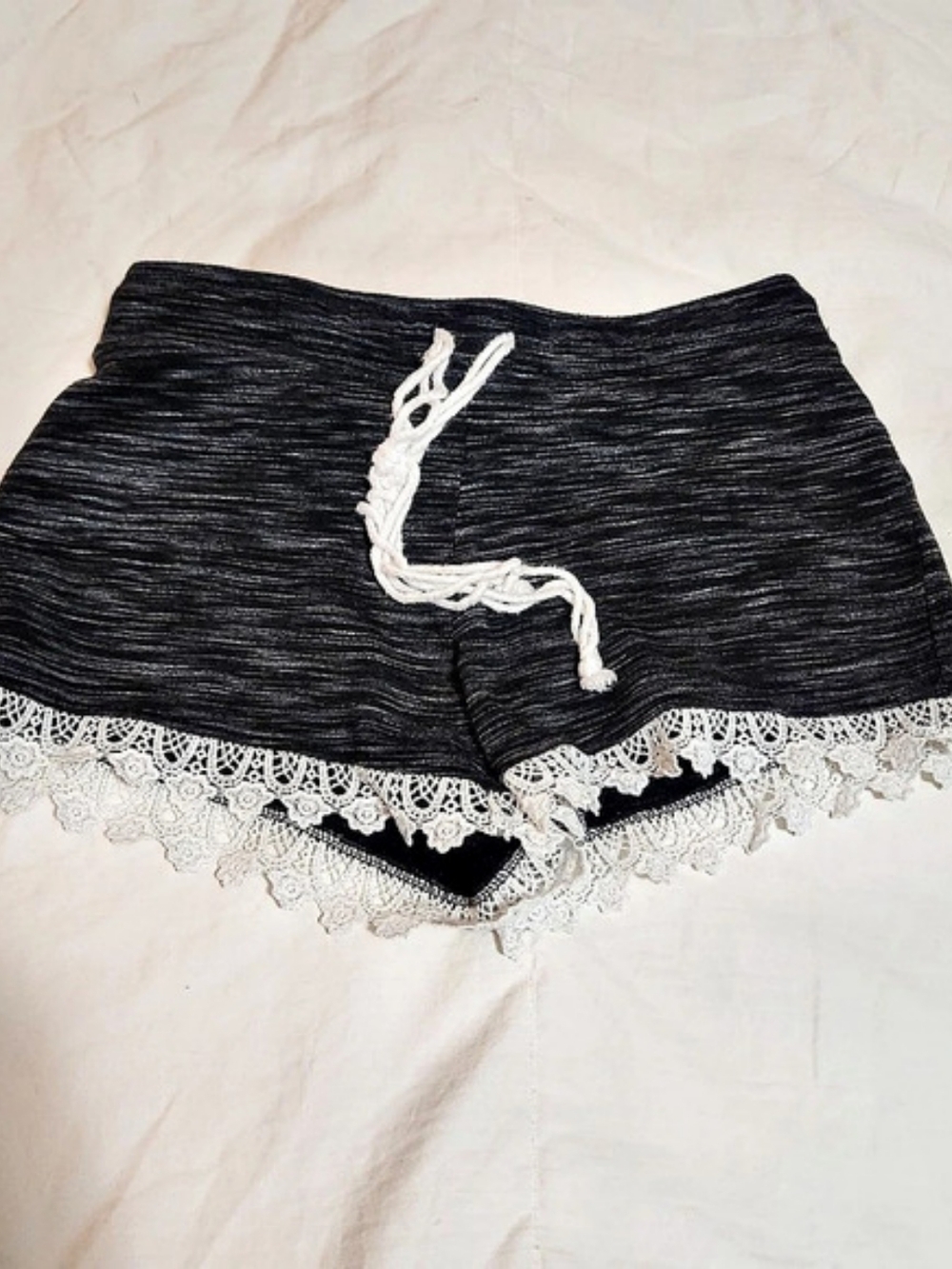 No Boundaries Lace Trim Shorts Black & White Size Medium